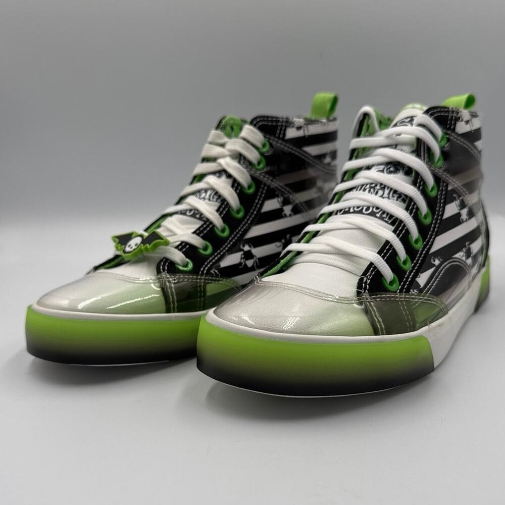 Beetlejuice Glow In The Dark High Top Sneakers Womens 6.5 Black Ground Up NOTE